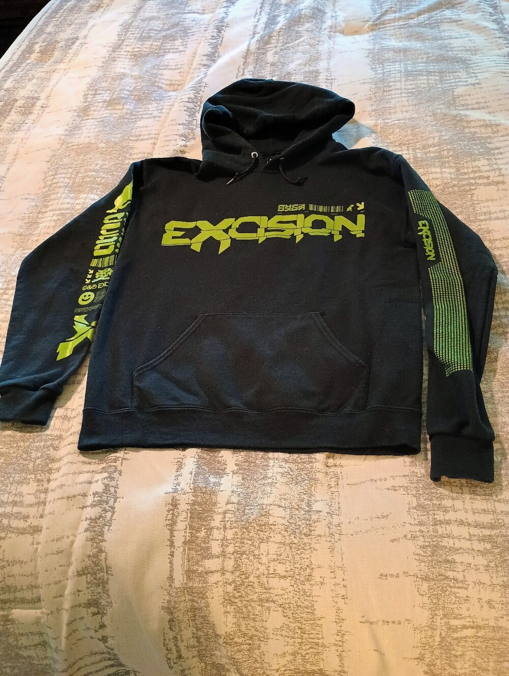 🤑Black EXCISION Hoodie with Neon Yellow-Green  Unisex